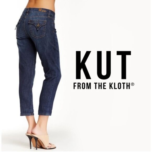 Kut from the Kloth | Kut from the Kloth Bardot Crop Skinny Boyfriend Jeans Sz 2 - Picture 1 of 16